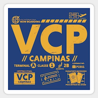 Vintage Campinas VCP Airport Code Travel Day Retro Travel Tag B Magnet